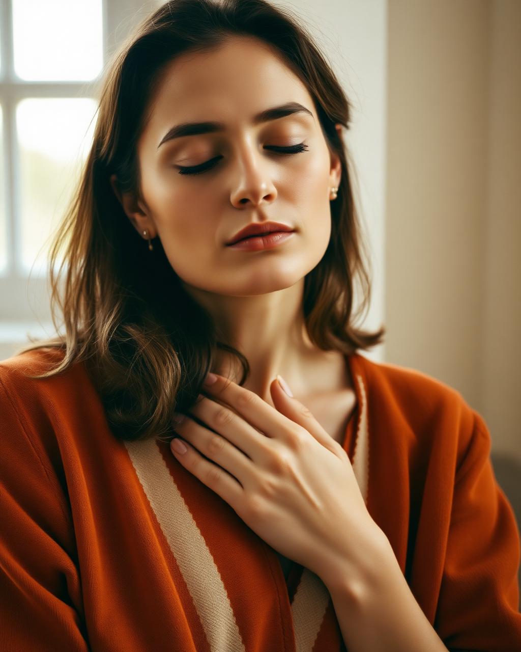 A woman releasing emotional weight